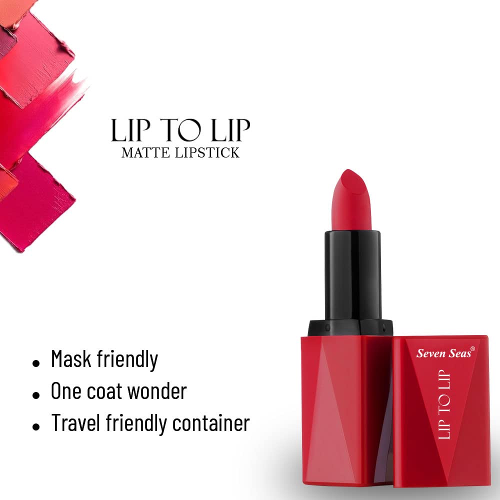 Seven Seas Lip To Lip Matte Full Coverage Long Lasting Lipstick | Smooth Application |Transferproof & Smudge Proof | Highly Pigemented Lipstick for Women (Crown Of Thorns-I)
