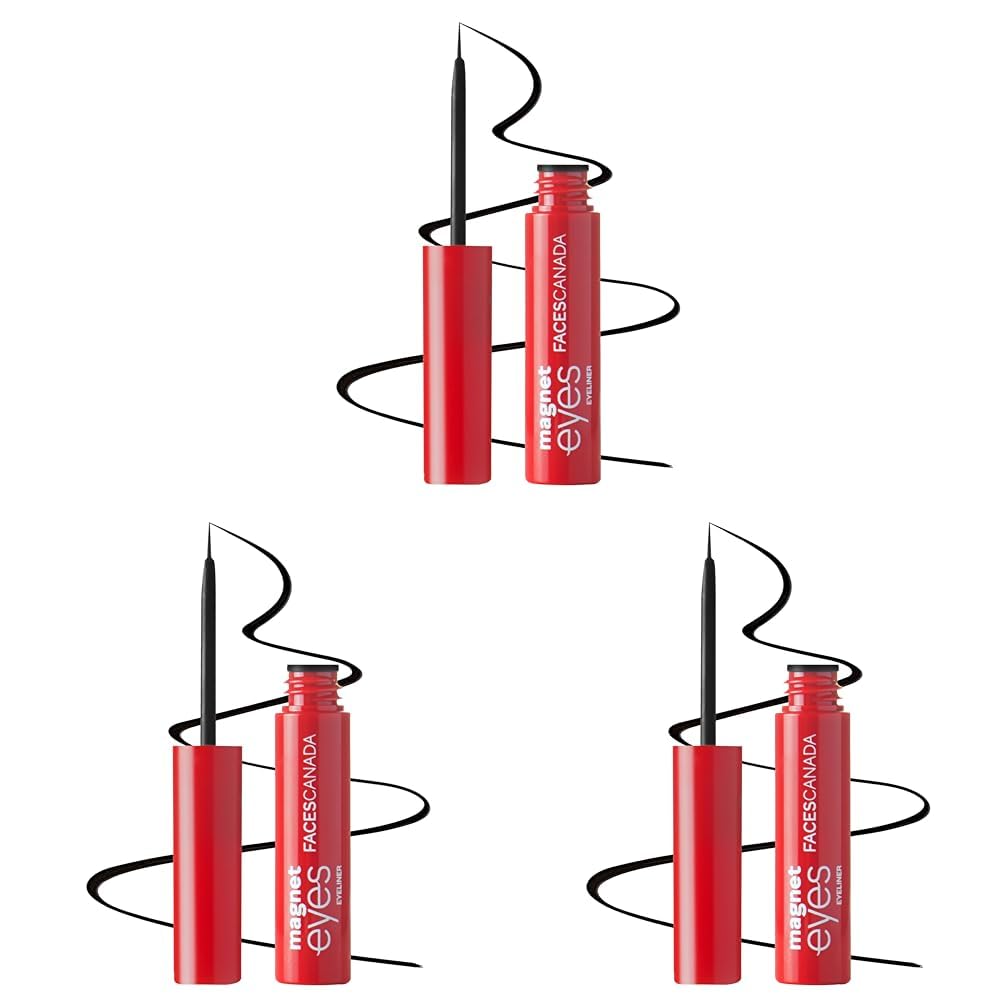 FACESCANADA Magneteyes Matte Liquid Eyeliner-Black, 3.5Ml Nautral Black Finish Quick Drying 24Hr Long Lasting Fine Tip For Precise Smooth Application Almond Oil Enriched Waterproof Smudgeproof