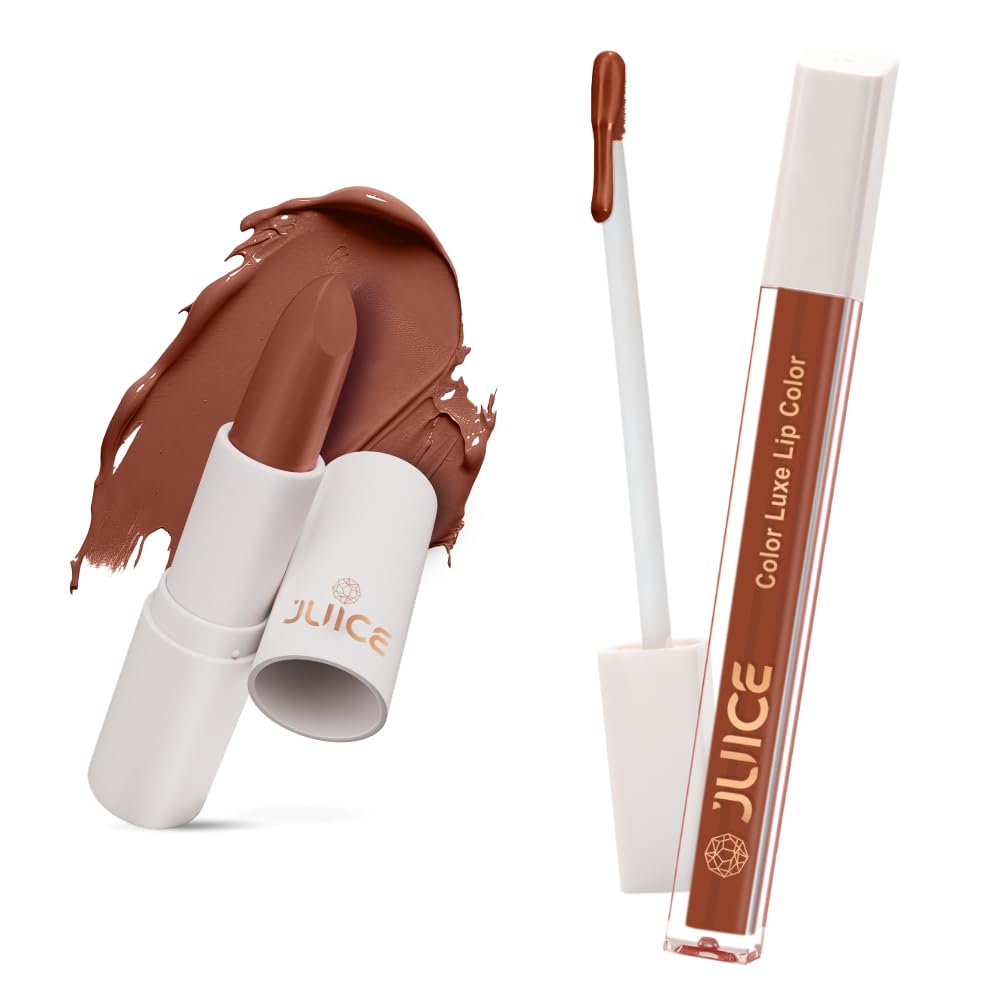 Juice Eternal Nude - M23 Kiss Sensation Lipstick & Mocha Lust - M02 Color Luxe Liquid Lipstick with Goodness of Bio Retinol, & SPF 15 UV Protection