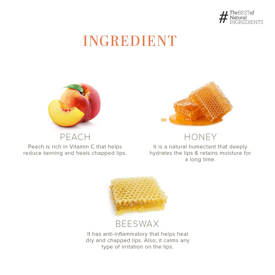 Khadi Natural Peach Lip Balm with Beeswax and Shea Butter | Natural Lip Balm for Soft & Hydrated Lips | Herbal Lip Balm for Chapped Lips | Free from Harsh Chemicals | Unisex Lip Balm