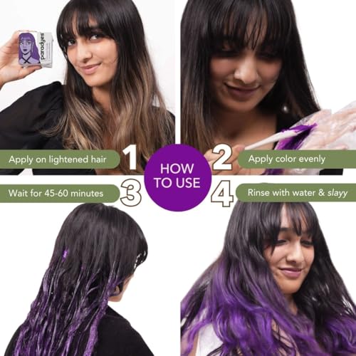 Paradyes Semi-permanent Electric Purple DIY Conditioner Based Hair Colour infused with Aloe-vera, Bhringaraj, Brahmi, Almonds & Amla 120 gm