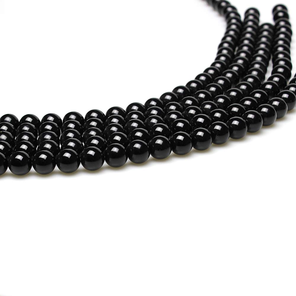 MJDCB 7A Natural Black Agate Gemstone Loose Beads Round 6mm Crystal Energy Stone Healing Power for Jewelry Making