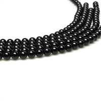 MJDCB 7A Natural Black Agate Gemstone Loose Beads Round 6mm Crystal Energy Stone Healing Power for Jewelry Making