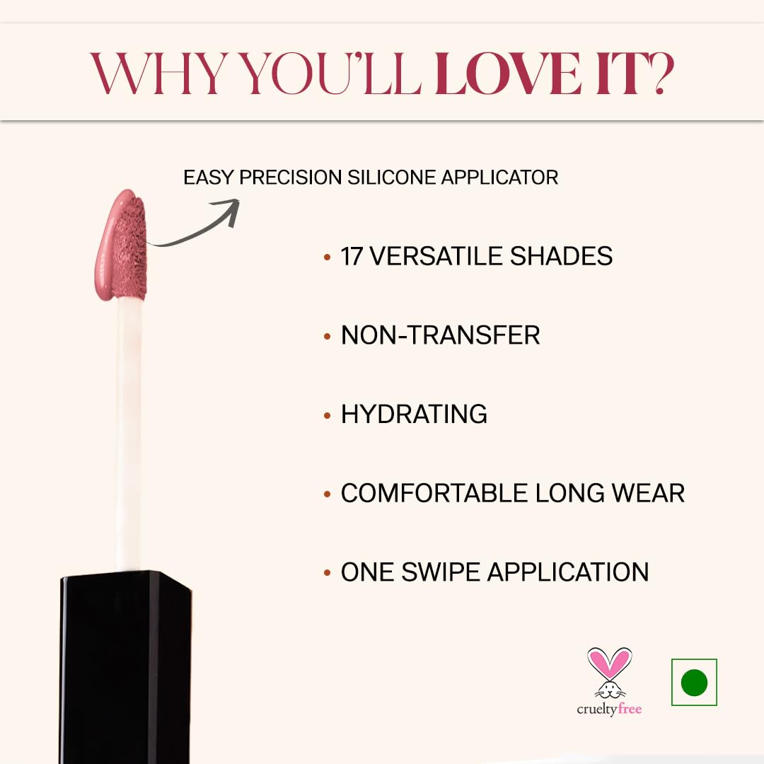 FLiCKA Set and Attack Liquid Matte Lipstick For Women| Transfer Proof, Smudge Proof, Non-Sticky, Creamy Lightweight Lipstick For Women, 06 Vintage Wine, 7ml