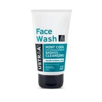 Ustraa Face Wash - Mint Cool - For Dry to Normal Skin - 100g | Reduces Moisture Loss & Activated Charcoal Face Scrub - 100g | with Tahitian Volcanic Sand & Walnut Granules | Fights Blackheads