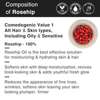 Soulflower Rosehip Oil for Wrinkles, Fine Lines, Scars, Stretch Marks, Under Eyes, and Curly Hair | 100% Pure, Organic, Cold-Pressed Seed Oil for Men & Women | 30ml