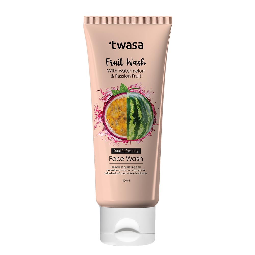 Twasa Watermelon & Passion Fruit Face Wash For Skin Barrier Repair, Hydrating & Brightening with Ceramide & Peptides | Anti-Ageing Face Wash For Glowing Skin | For Men & Women - 100 ml