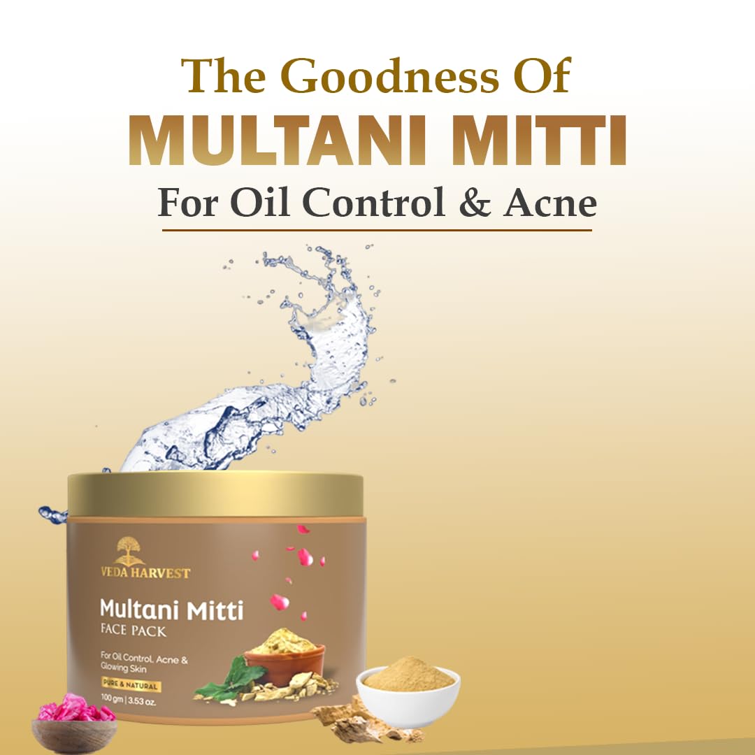 Veda Harvest Rosemary Essential Oil and Multani Mitti face pack | Deep cleansing, Hydrates skin, Anti Acne, Oil control