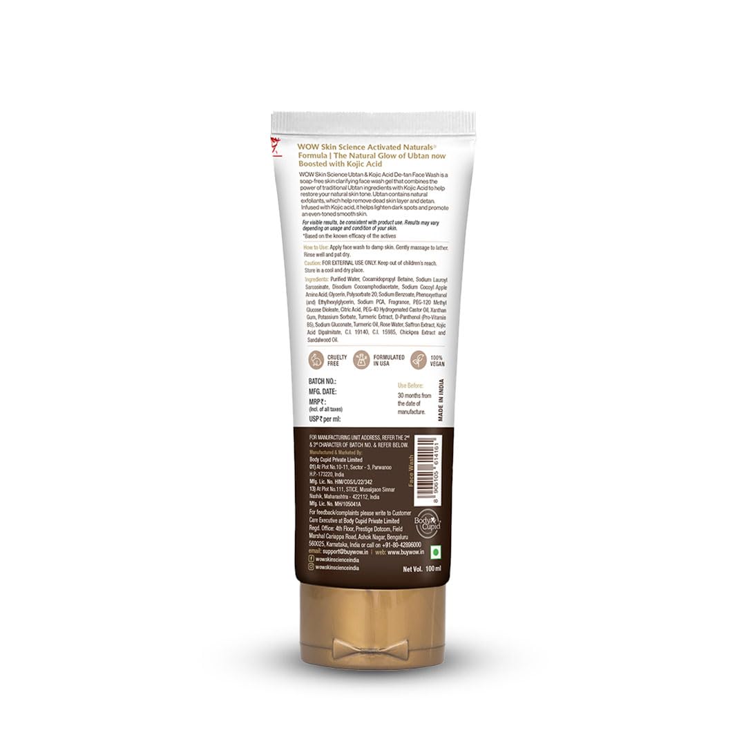 WOW Skin Science Ubtan Cleansing Face Wash | Turmeric & Saffron | All Skin Types | Clear, Glowing Skin | 100% Vegan | Paraben & Sulphates Free | For Women & Men | 100 ml