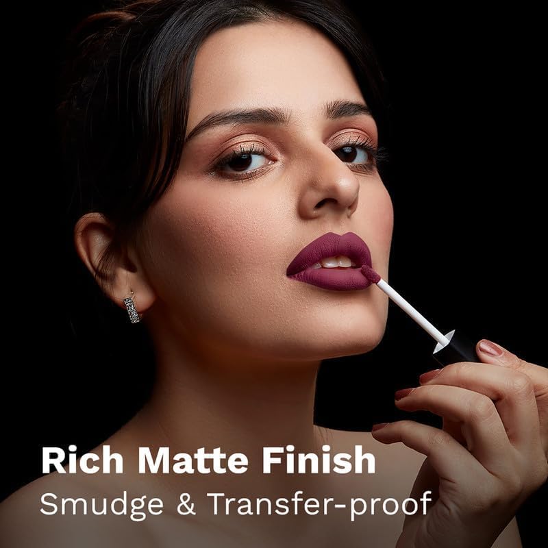 Pilgrim Liquid Matte Lipstick - Wine Spill | Lipstick for Women with Hyaluronic Acid & Spanish Squalane | Transferproof, Long Lasting & Non Drying with Hydrating Ingredients 3gms