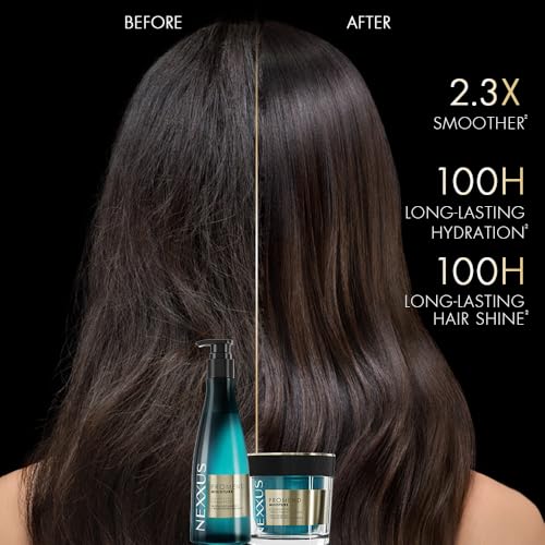 Nexxus Promend Moisture Collagenizing Shampoo For Dry Hair 250 ml | 2.3 X Smoother | 57% Less Frizz | Luxury White Rose Fragrance Profile