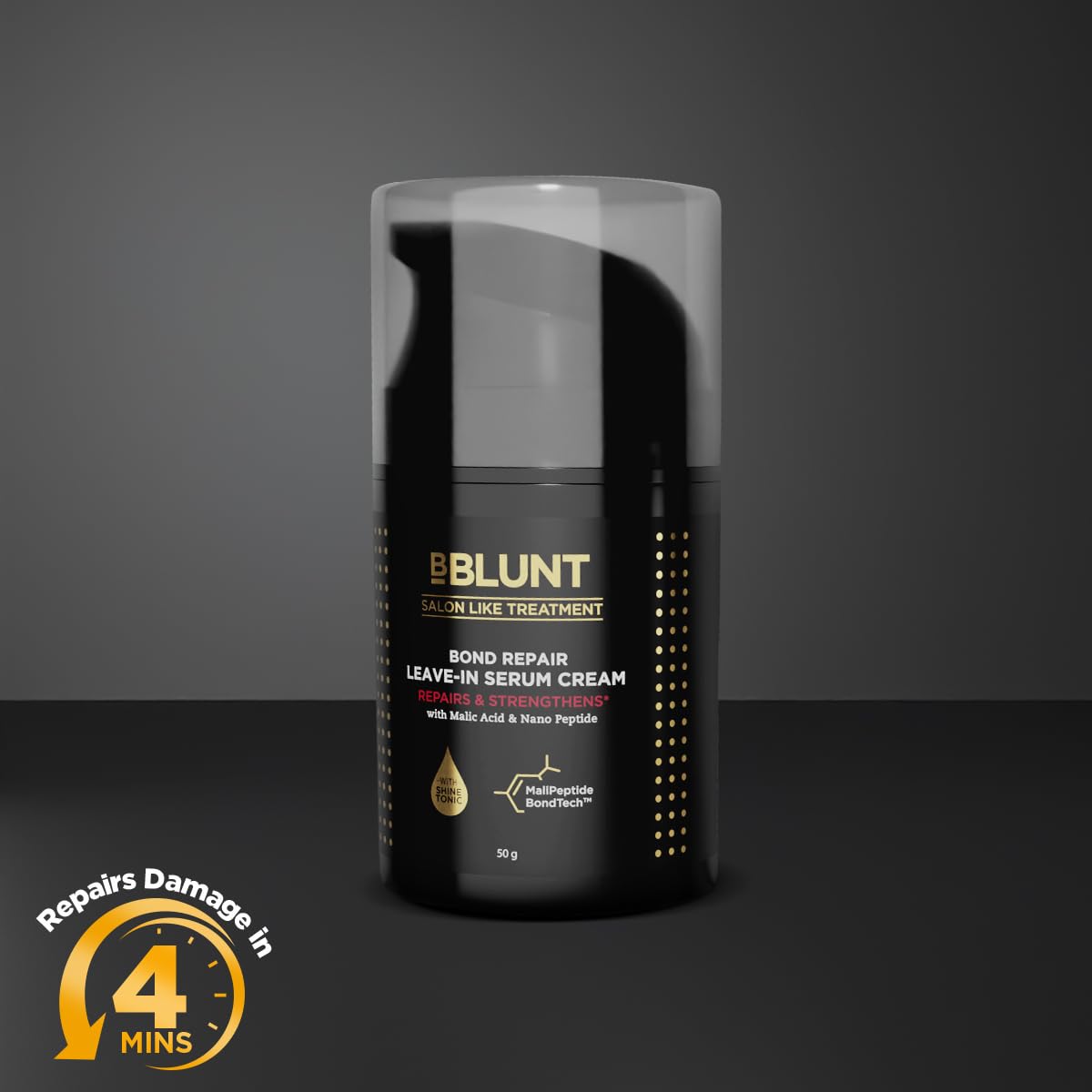 BBLUNT Bond Repair Leave-In Serum Cream - 50g| Repairs damaged hair in Just 4 Minutes* | 94% Softer & Shinier Hair in Just 1 Use* | Non-sticky, lightweight leave-in formula for softer & shinier hair | Crafted for Men & Women