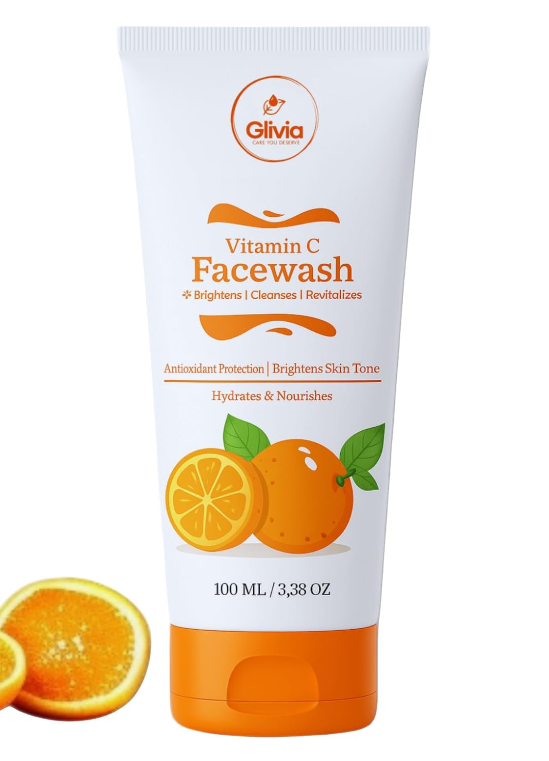 Glivia Vitamin C Face Wash - Brightening, Hydrating & Dark Spot Correcting | Gentle Cleanser for Glowing Skin, 100 ML