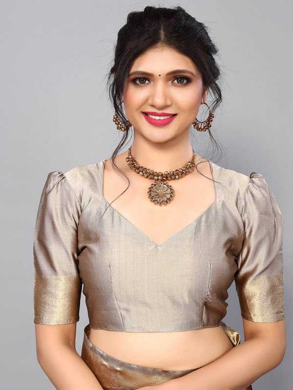 Satrani Women's Jacquard Poly Silk Saree With Unstitched Blouse Piece