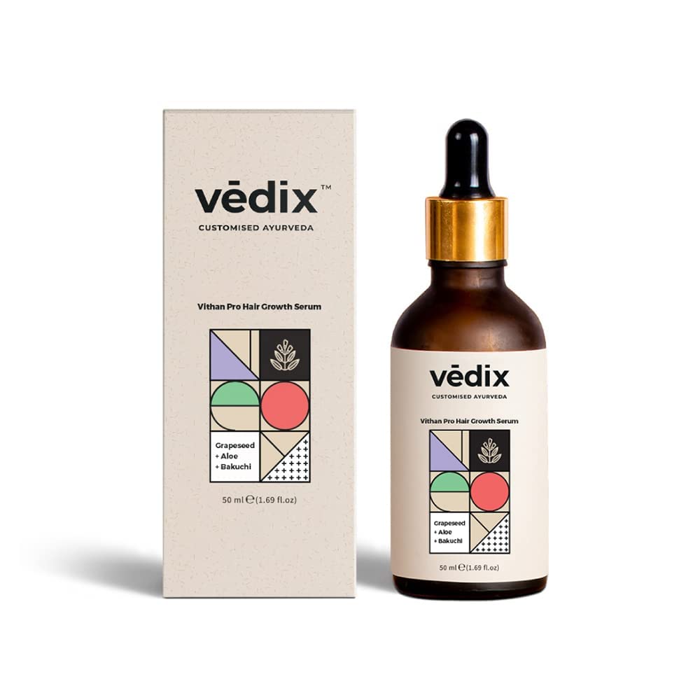 Vedix Hair Serum, Vithan Pro Hair Growth Serum, Customized Ayurvedic Hair Serum For Unisex, With Aloe & Bakuchi, Repair Damaged Hair, 40 Ml, Pack of 1