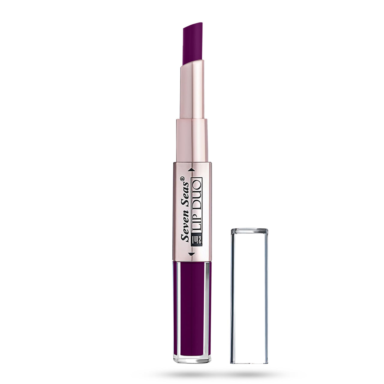Seven Seas Lip Duo 2 In 1 Lipstick Matte Finish 2-in-1 Duo Liquid Lipstick with Matte Finish and Moisturizing Gloss (Plum, 7ML)