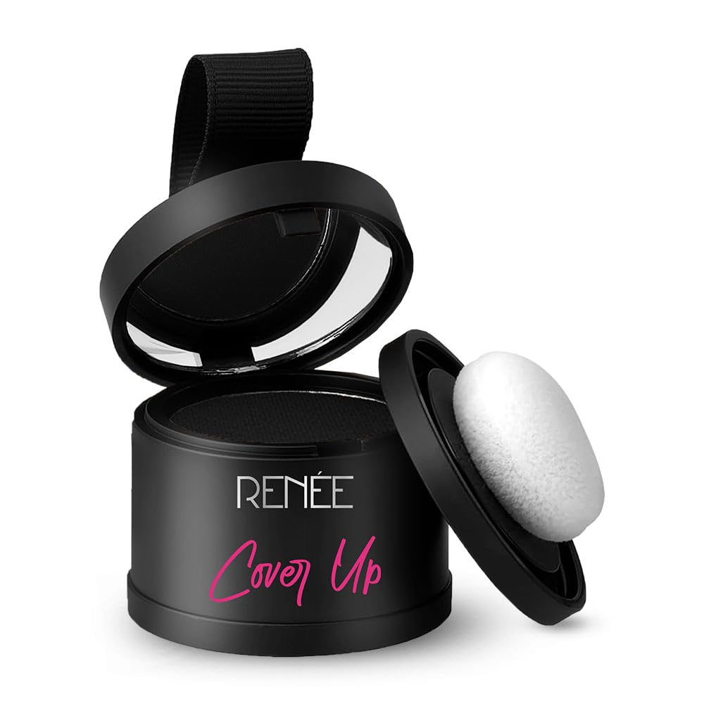 RENEE Cover-Up Hair Powder- Black, Helps Cover Grey Roots & Bald Spots Instantly, Highly Pigmented, Fuller and Denser, Long-Lasting & Matte Finish, Fine Powder for Flawless Application, 4gm
