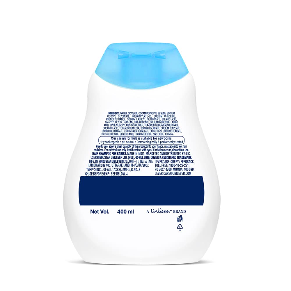 Baby Dove Rich Moisture Baby Lotion 200 ml, No Tears Baby Shampoo 200ml and Hair to Toe Baby Wash 200 ml, Hypoallergenic, No Sulphates, No Parabens