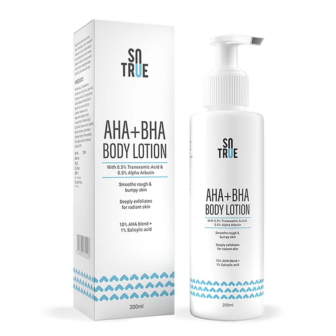 Sotrue 10% AHA + 1% BHA Body Lotion for Men & Women | Body lotion for dry skin | Detans, Smooths Rough & Bumpy Skin- 200ml