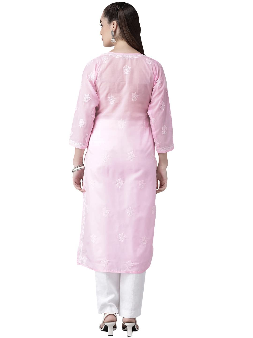 Ada Hand Embroidered Lucknowi Chikankari Cotton Kurta Kurti for Women A411165