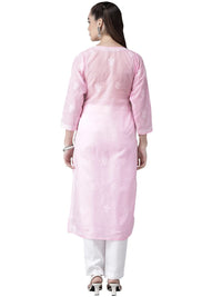 Ada Hand Embroidered Lucknowi Chikankari Cotton Kurta Kurti for Women A411165