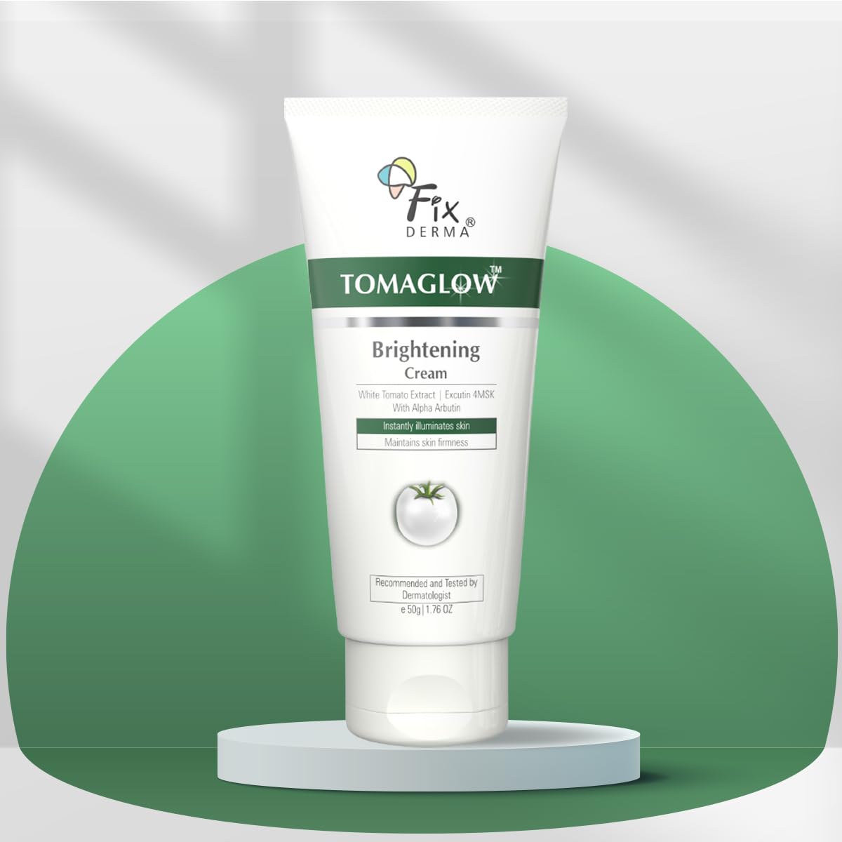 Fixderma Tomaglow Brightening Face Cream with White Tomato Extract, Excutin 4MSK with 2% Alpha Arbutin 4% Niacinamide, Lightens Dark Spots & Instantly Illuminates Skin, Face Cream for Men & women - 50g