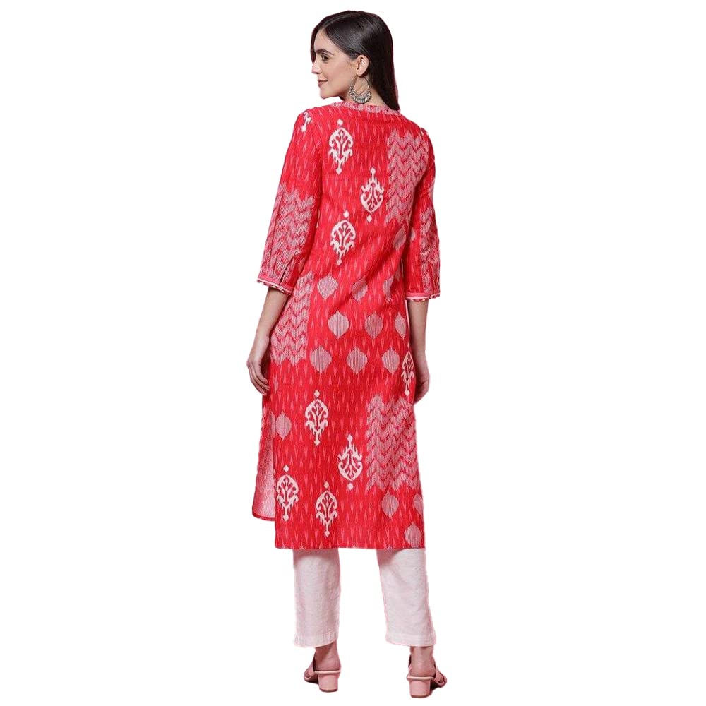 BIBA Printed Band Collar Straight Fit Womens Kurta