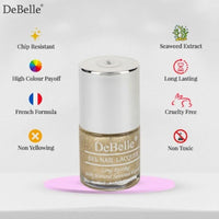 DeBelle Gel Nail Polish Sirius (Gold With Silver Glitter Sugar Finish Nail Paint)|Non UV - Gel Finish |Chip Resistant | Seaweed Enriched Formula| Long Lasting|Cruelty and Toxic Free| 8ml