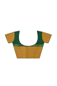 SENSAN Women’s Handloom Kanchi Cotton Saree with Blouse Piece [SKU:430] Light Beige×Navy Blue