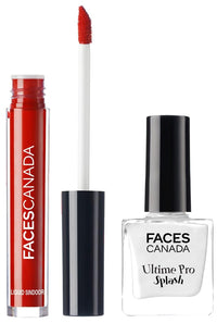 FACESCANADA Liquid Sindoor - Red, 2.5 Ml & White14 Quick Drying Glossy Finish Long Lasting No Chip Formula High Shine Nail Polish For Women Smooth Application 8 Ml