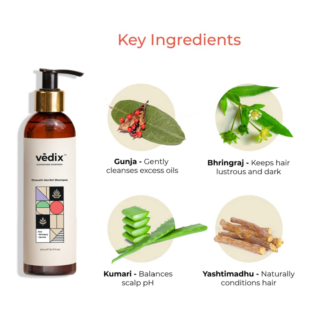 Vedix Dhavath Hairfall Shampoo | Bhringraj Shampoo For Hair Growth | Sulphate Free Ayurvedic Shampoo | 200 ml