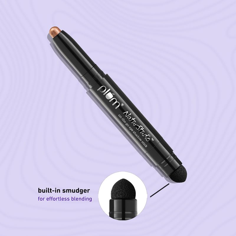 Plum NaturStudio on-the-go Eyeshadow Stick | Waterproof & Crease-proof | Highly Pigmented | With Smudger | Metallic Finish | 121 Love Potion