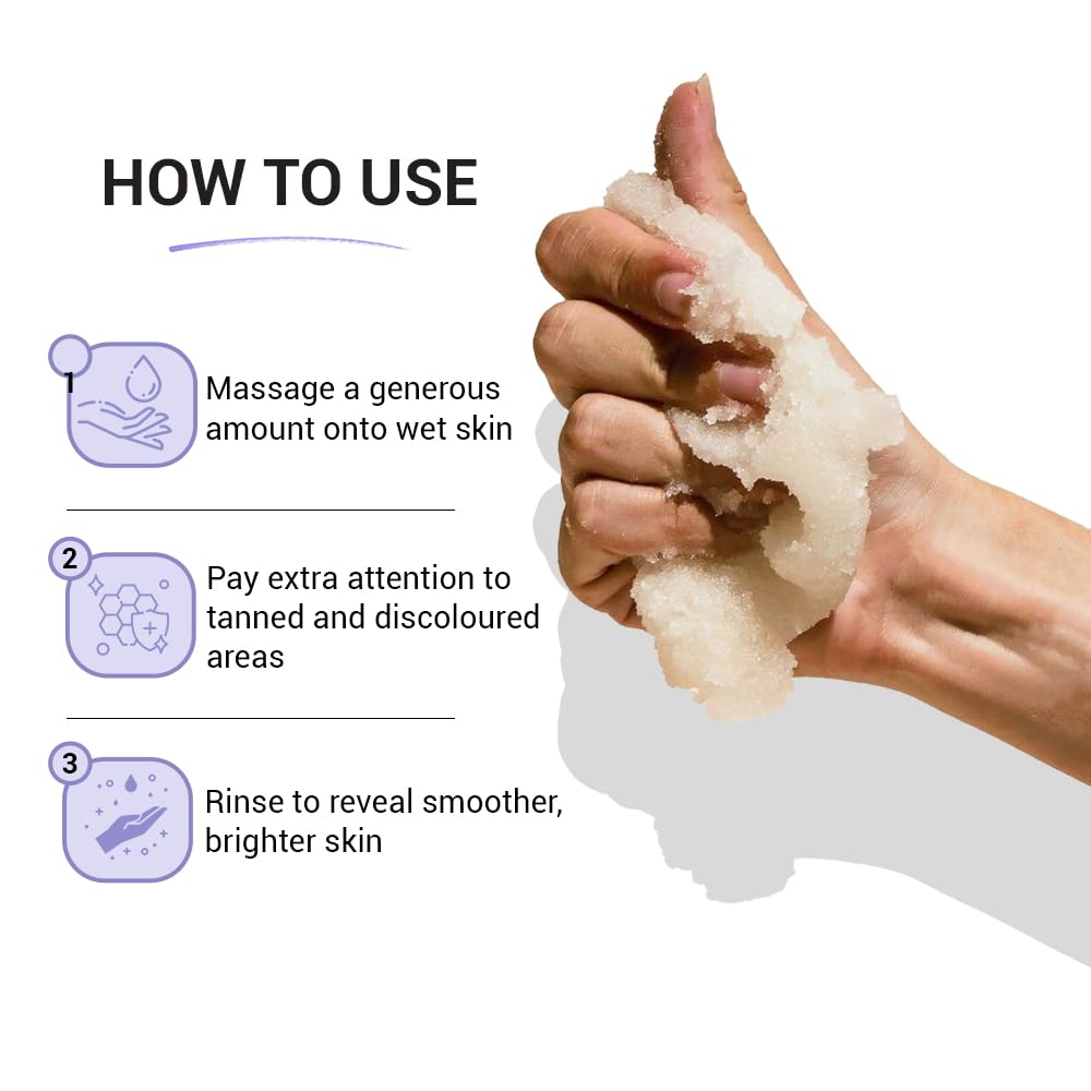 SEREKO Clarifying Gentle Exfoliation Body Scrub made with Fine textured Bath salts, Psycodermatology Formula, Vitamin C and Epsom salts, Skin Brightening Formula & Removes Dead Skin. 100g