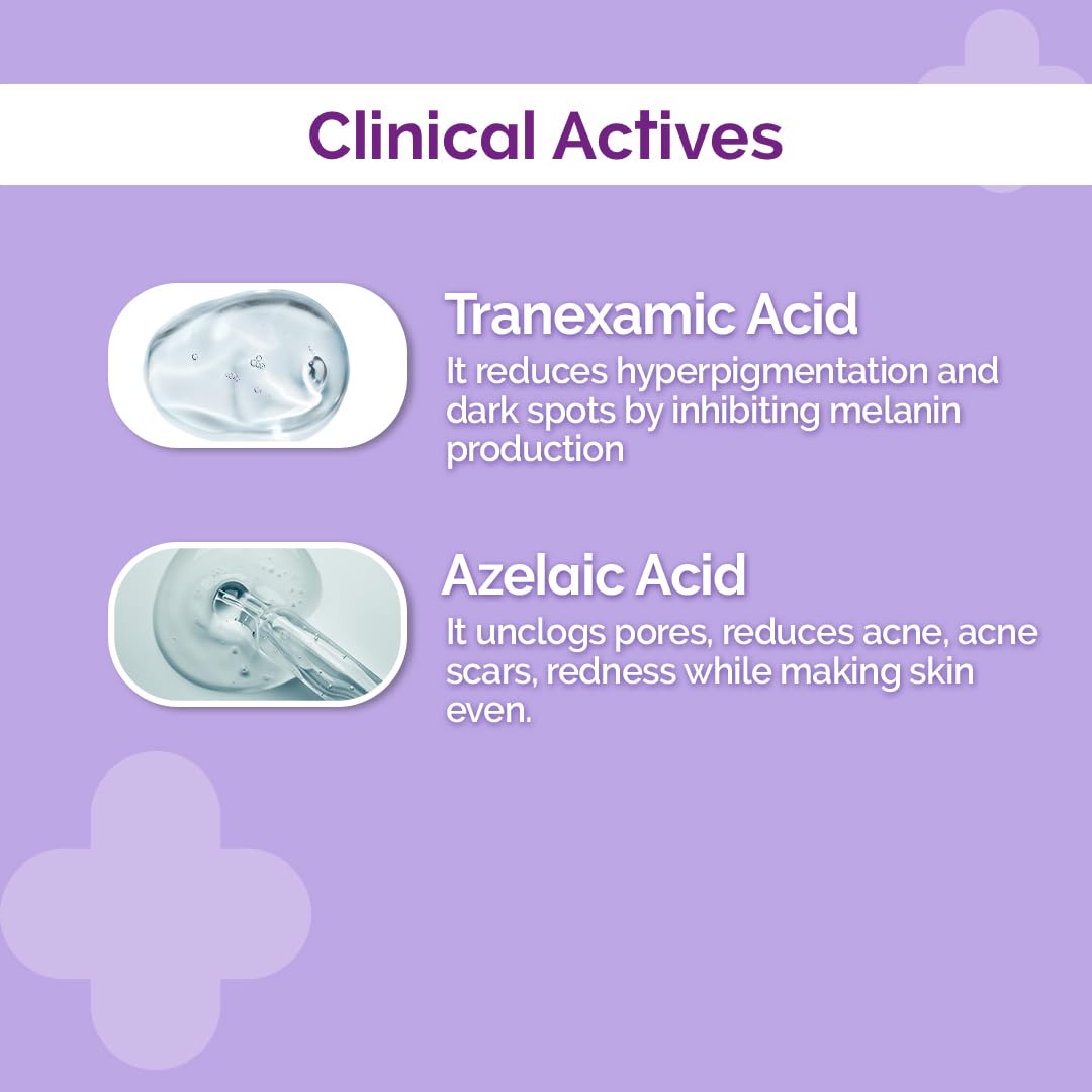 The Derma Co. Tran-Zelaic Pigmentation Corrector Serum with 3% Tranexamic Acid & 10% Azelaic Acid - 30g | Treats Hyper Pigmentation & Melasma | Reduces Acne & Acne Marks