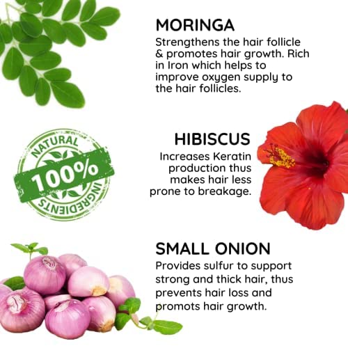 EcoBerry Moringa Small Onion Herbal Hair Growth Oil For Hair Growth, Strengthens Hair Follicles, Reduces Hair Breakage & Dandruff & Dry Scalp