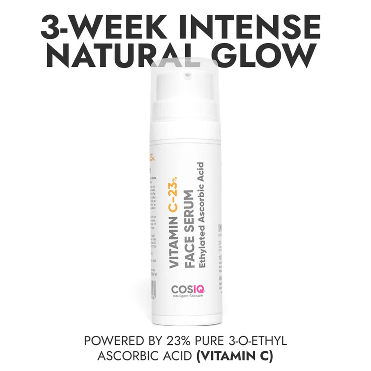 Cos-IQ Glowing Skin with Vitamin C-23% Serum : Advanced Molecular Skincare Technology 60ml | 23% Vitamin C Face Serum for Brightening Skin | Only 2 Ingredients Formula For Men and Women | 60 Days Pack