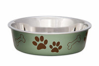 Loving Pets - Bella Bowls - Dog Food Water Bowl No Tip Stainless Steel Pet Bowl No Skid Spill Proof (Extra Large, Artichoke Green) Extra Large