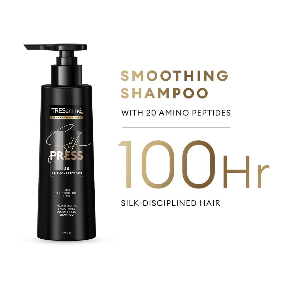 TRESemme Silk Press Smoothing Shampoo 375ml | Sulfate-Free Shampoo | Salon-Like Straight Hair