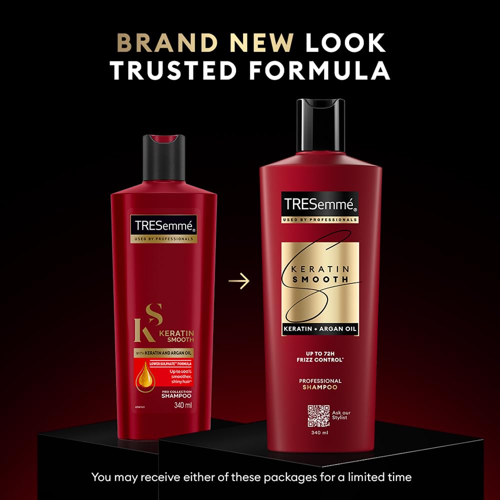 TRESemme Keratin Smooth Shampoo 580 ml, With Keratin & Argan Oil for Straighter, Shinier Hair - Nourishes Dry Hair & Controls Frizz, For Men & Women