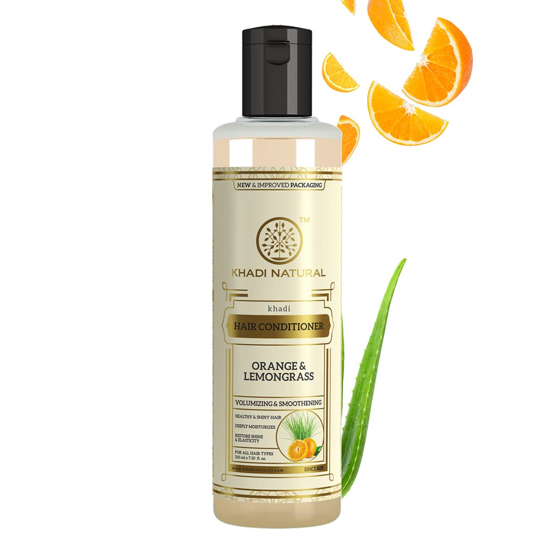 Khadi Natural Orange & Lemongrass Herbal Hair Conditioner for Frizzy and Damaged Hair, All Types, 210 Millilitre