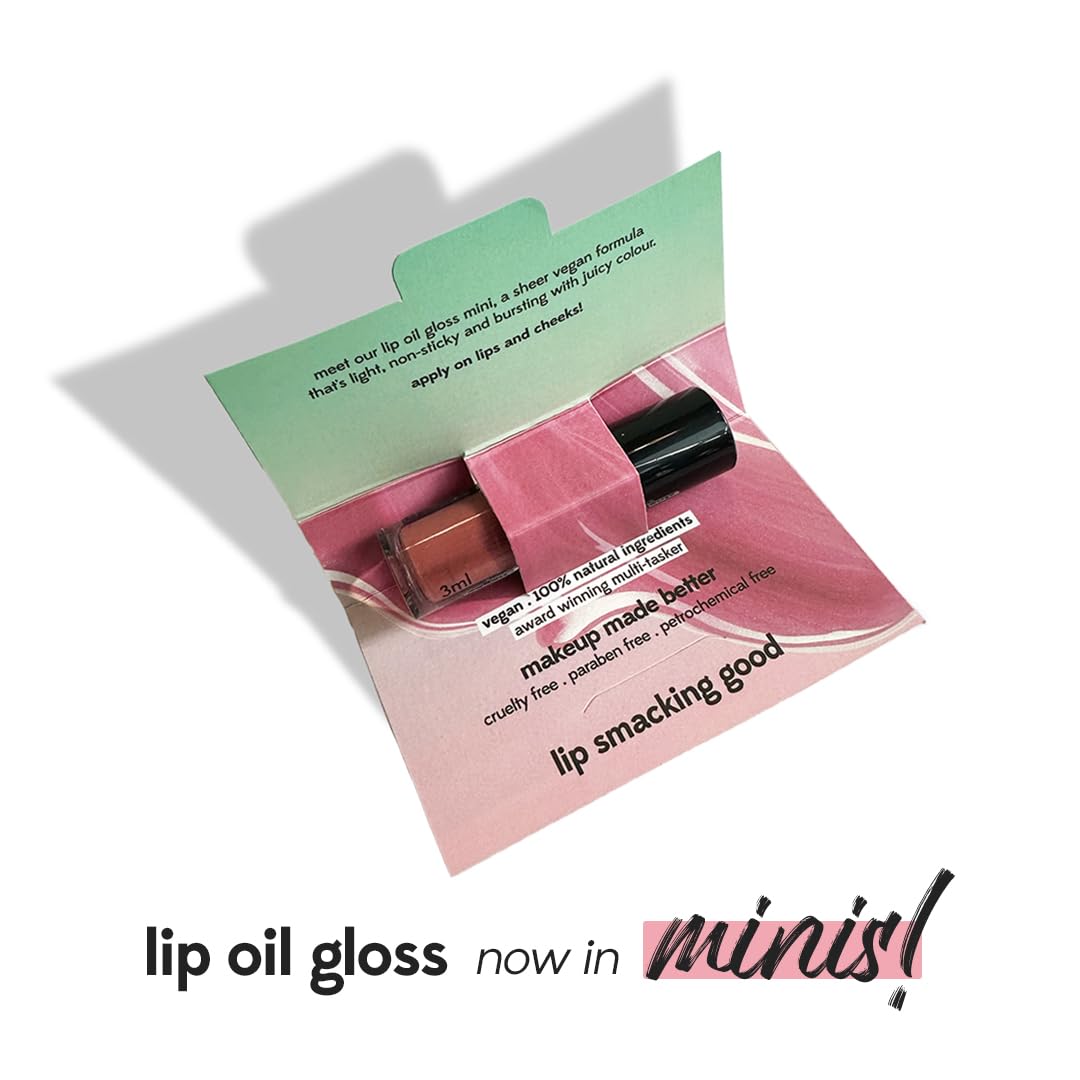 Ruby's Organics Mini Lip Oil Gloss for Women & Girls, All Skin Tones- Moisturizing, Long Lasting, Non Sticky & Non Drying Formula, Glossy Texture, Natural Lip Makeup, Paraben Free - Sangria, 3 ml