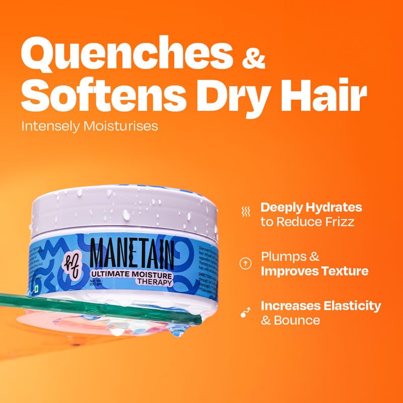 MANETAIN Ultimate Moisture Therapy - 100gm | Deep Conditioning for Dry, Frizzy, Thirsty Hair | Hydrating Formula with Algae Oil, Avocado Butter, and Hyaluronic Acid | Sulphate, Paraben, Silicone-Free | Curl Definition & Frizz Control