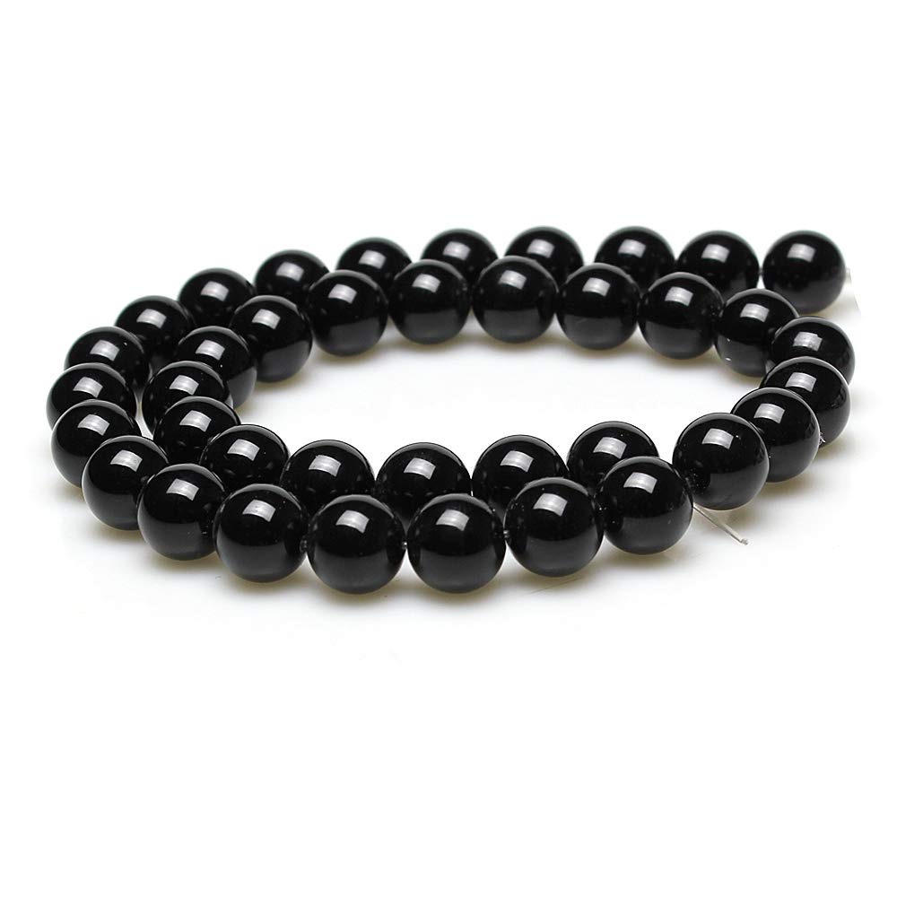 MJDCB 7A Natural Black Agate Gemstone Loose Beads Round 6mm Crystal Energy Stone Healing Power for Jewelry Making