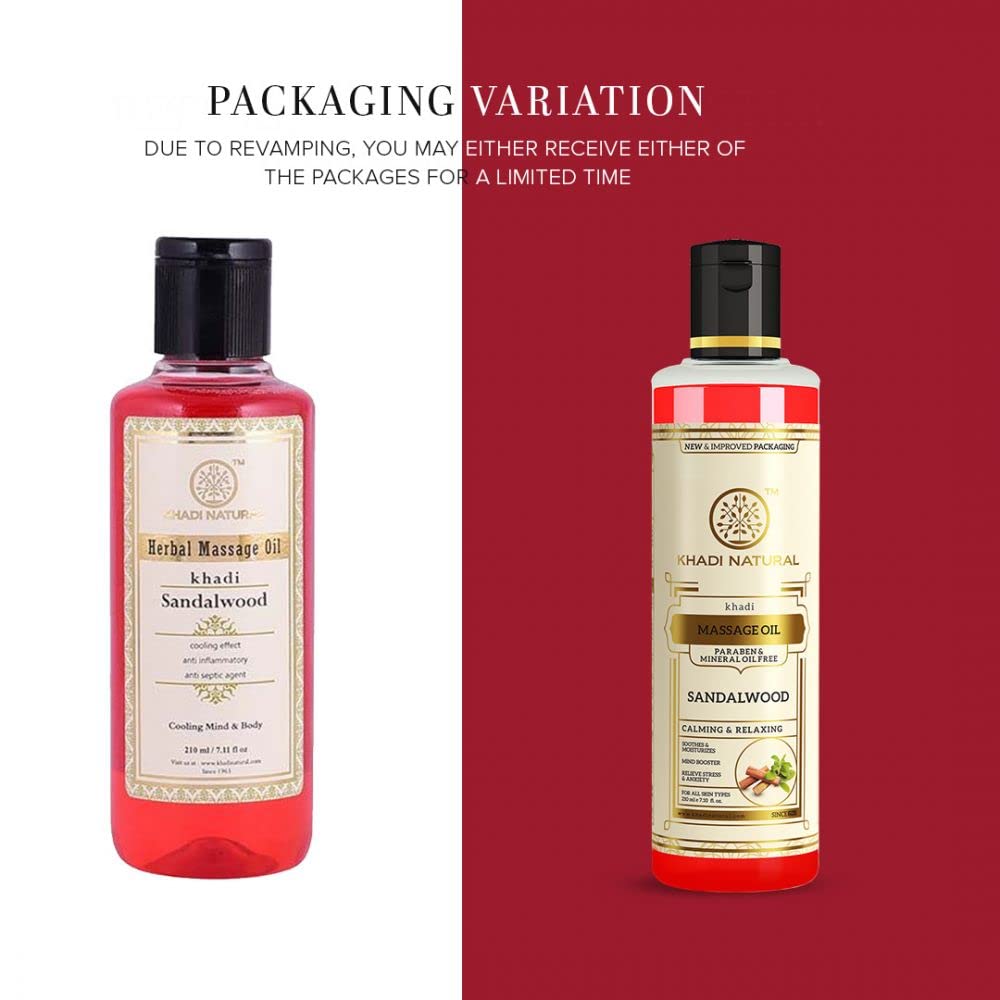 Khadi Natural Sandalwood Massage Oil- Without Mineral Oil 210Ml (Set of 2)