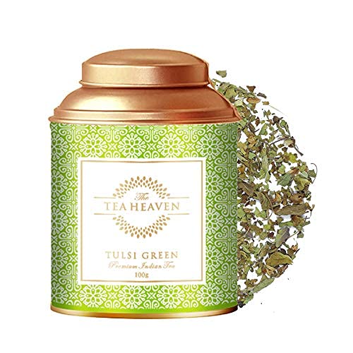 The Tea Heaven | Tea Gift - Tulsi Green Tea-Heals Body and Reduces Stress- 3 Types of Tulsi-100% Natural Ingredients- 100 Grams (50 Cups)