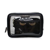 Colorbar LIPS & LASHES BOX POUCH(SET OF TWO) - BLACK II 1 Large Main Compartment + Small Black Pouch II Metallic Embellishments and Zipper II PVC + Polyester material