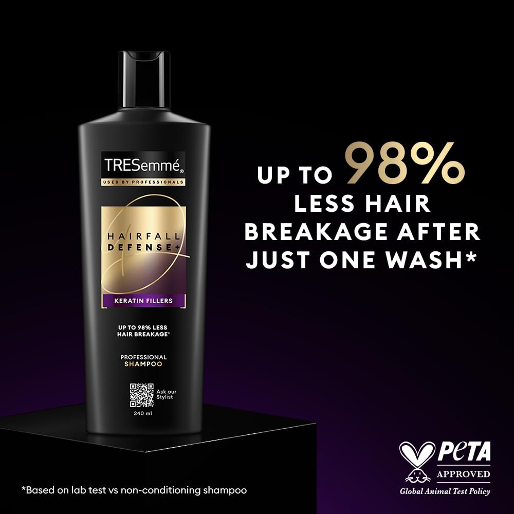 Tresemme Hair Fall Defence, Shampoo, 580ml, for Strong Hair, with Keratin Protein, Prevents Hairfall due to Breakage, Nourishes Dry Hair & Frizz, for Men & Women