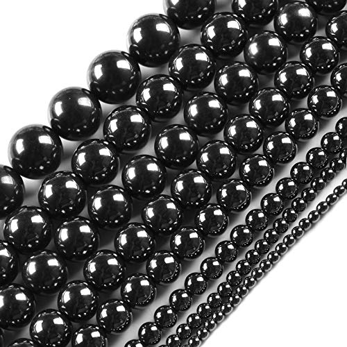 Natural Stone Beads 5mm Hematite Gemstone Round Loose Beads Crystal Energy Stone Healing Power for Jewelry Making DIY,1 Strand 15"