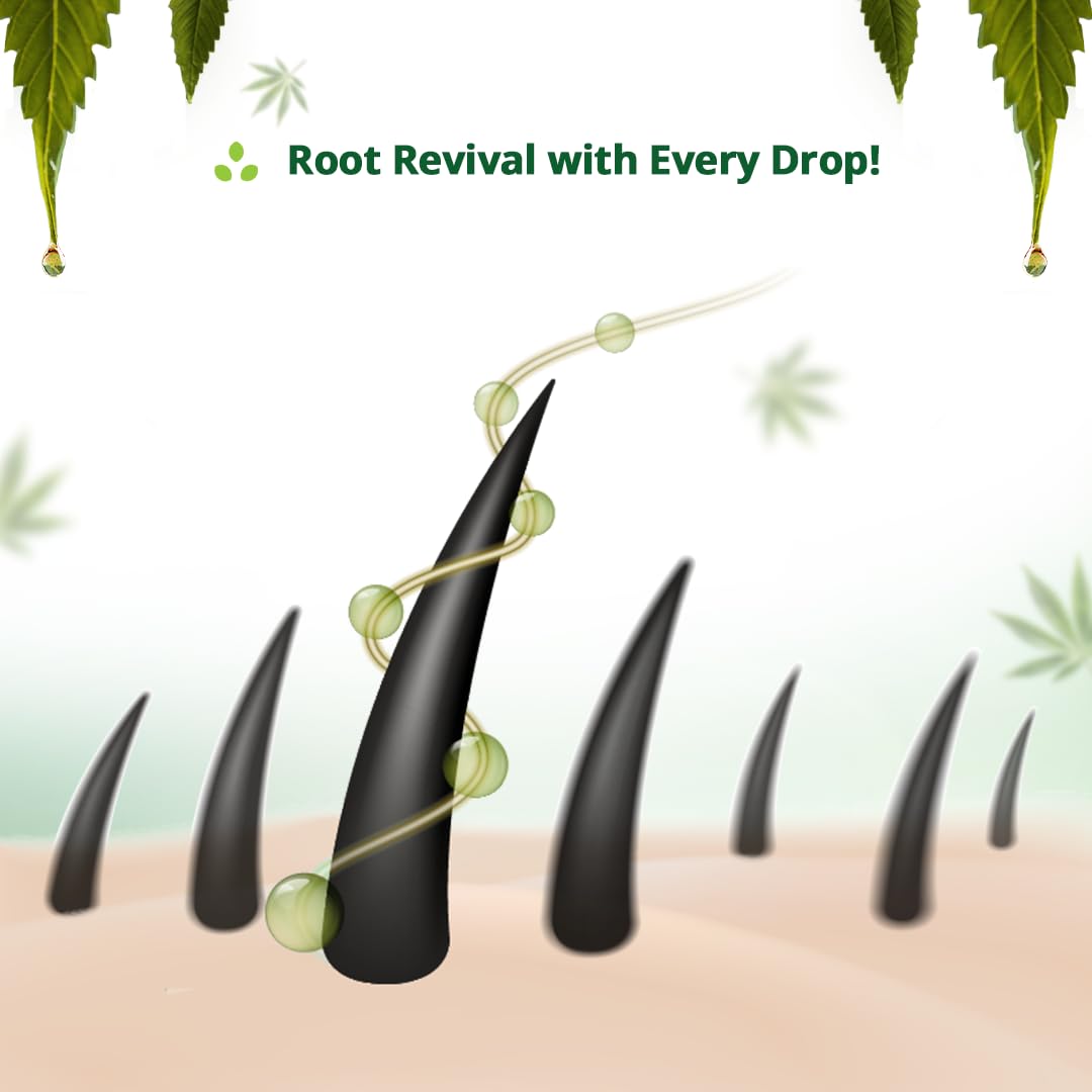 Hampa Hemp Hair Growth Serum for Men and Women, Visible Reduction in Hairfall, Hair Breakage and New Hair Growth in 30 Days, All Natural No Synthetic Active, Natural DHT Blocker and Biotin, Rosemary and Other Ayurvedic Herbs, All Hair Type, 30 Day Pack (1