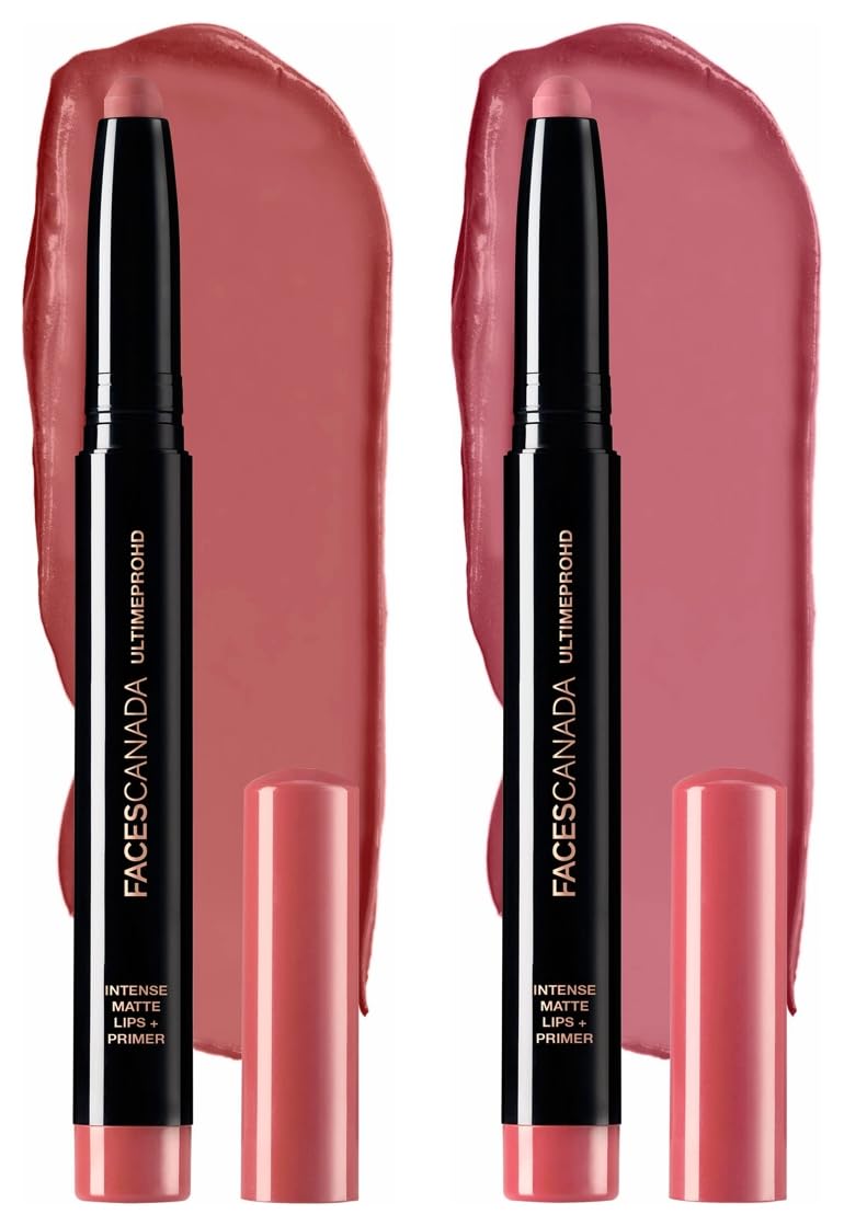 FACES CANADA Ultime Pro HD Intense Matte Lips + Primer - Perfection 01 & FACES CANADA Ultime Pro HD Intense Matte Lipstick + Primer - Tea Rose (Nude)